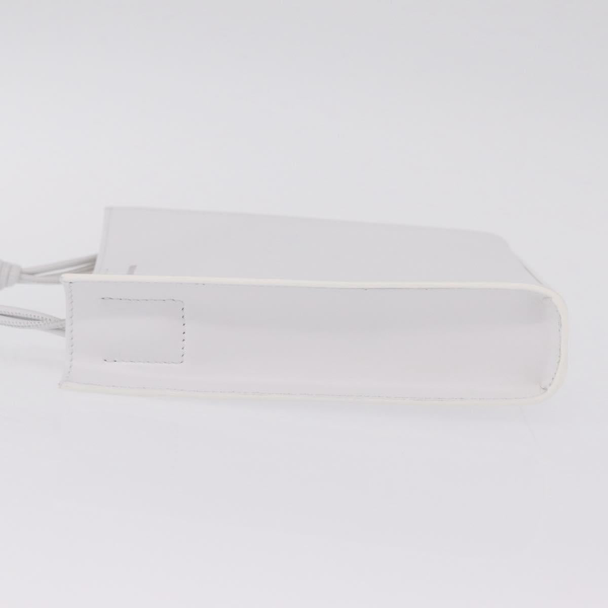Jil Sander Shoulder Bag Leather White Silver Auth 210706A