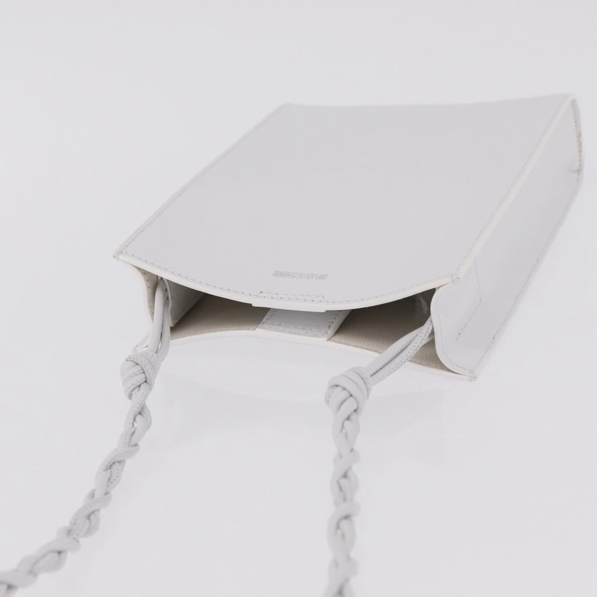 Jil Sander Shoulder Bag Leather White Silver Auth 210706A
