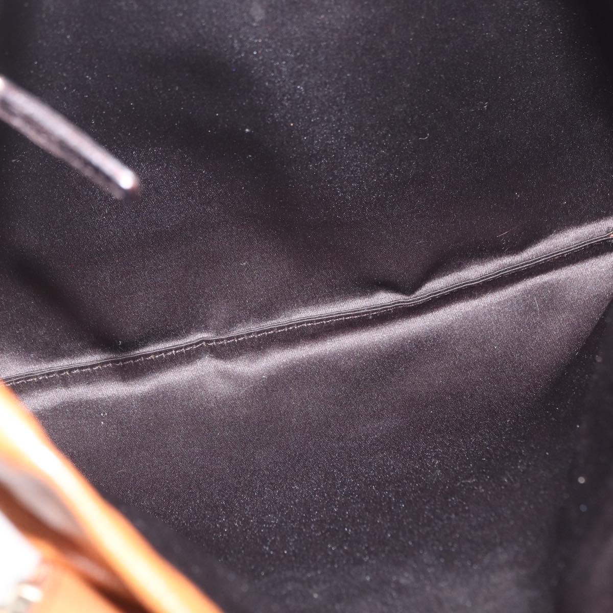 Saint Laurent Kahala Tote Bag Canvas Leather Brown Gold Auth 210707A