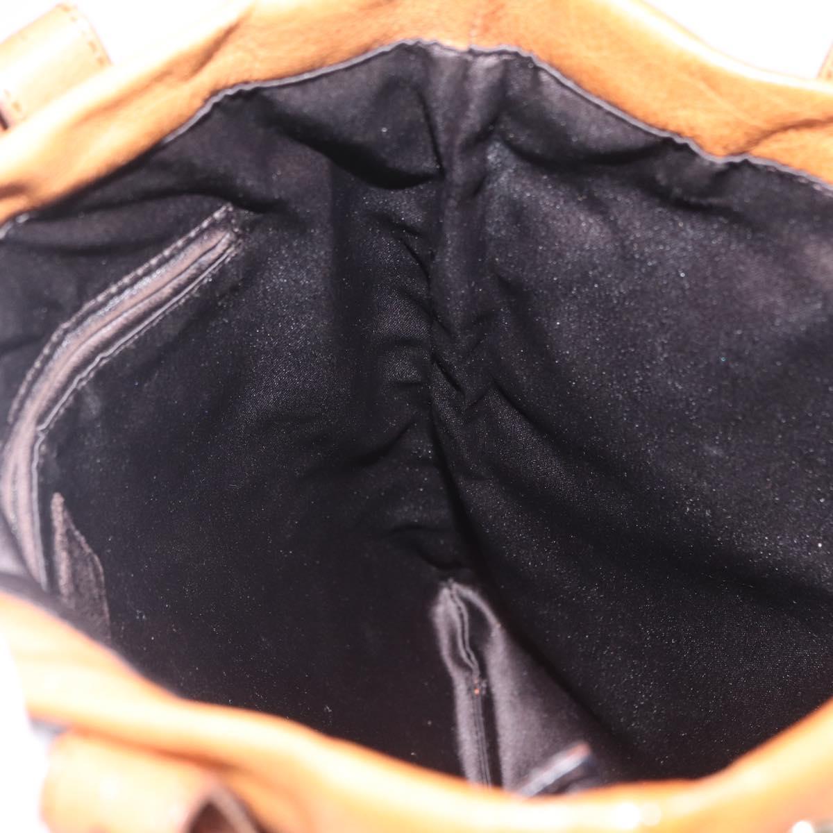 Saint Laurent Kahala Tote Bag Canvas Leather Brown Gold Auth 210707A