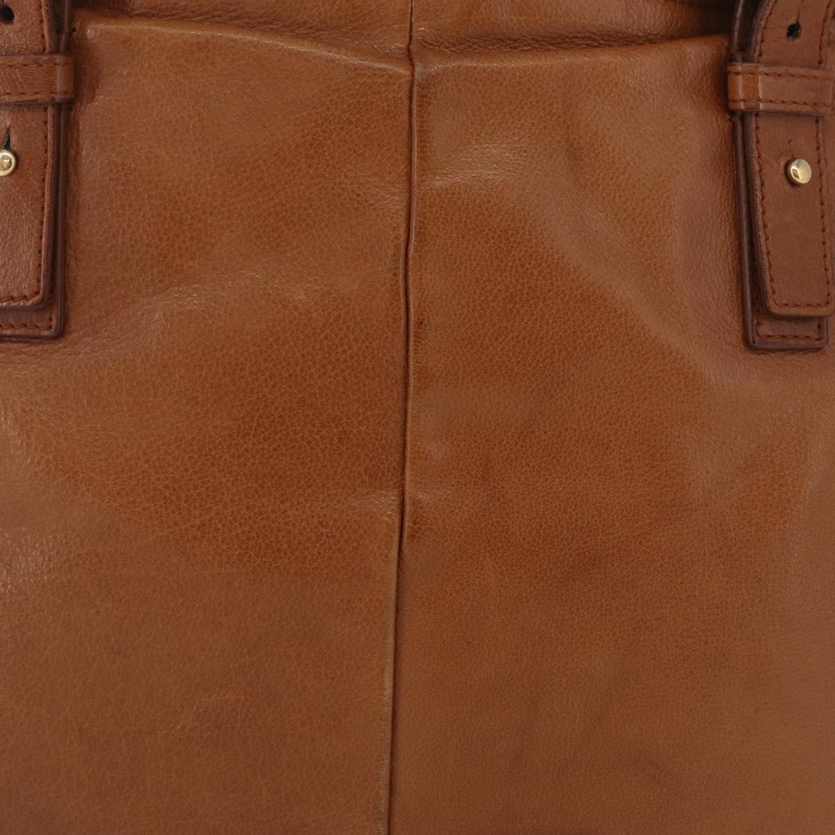 Saint Laurent Kahala Tote Bag Canvas Leather Brown Gold Auth 210707A