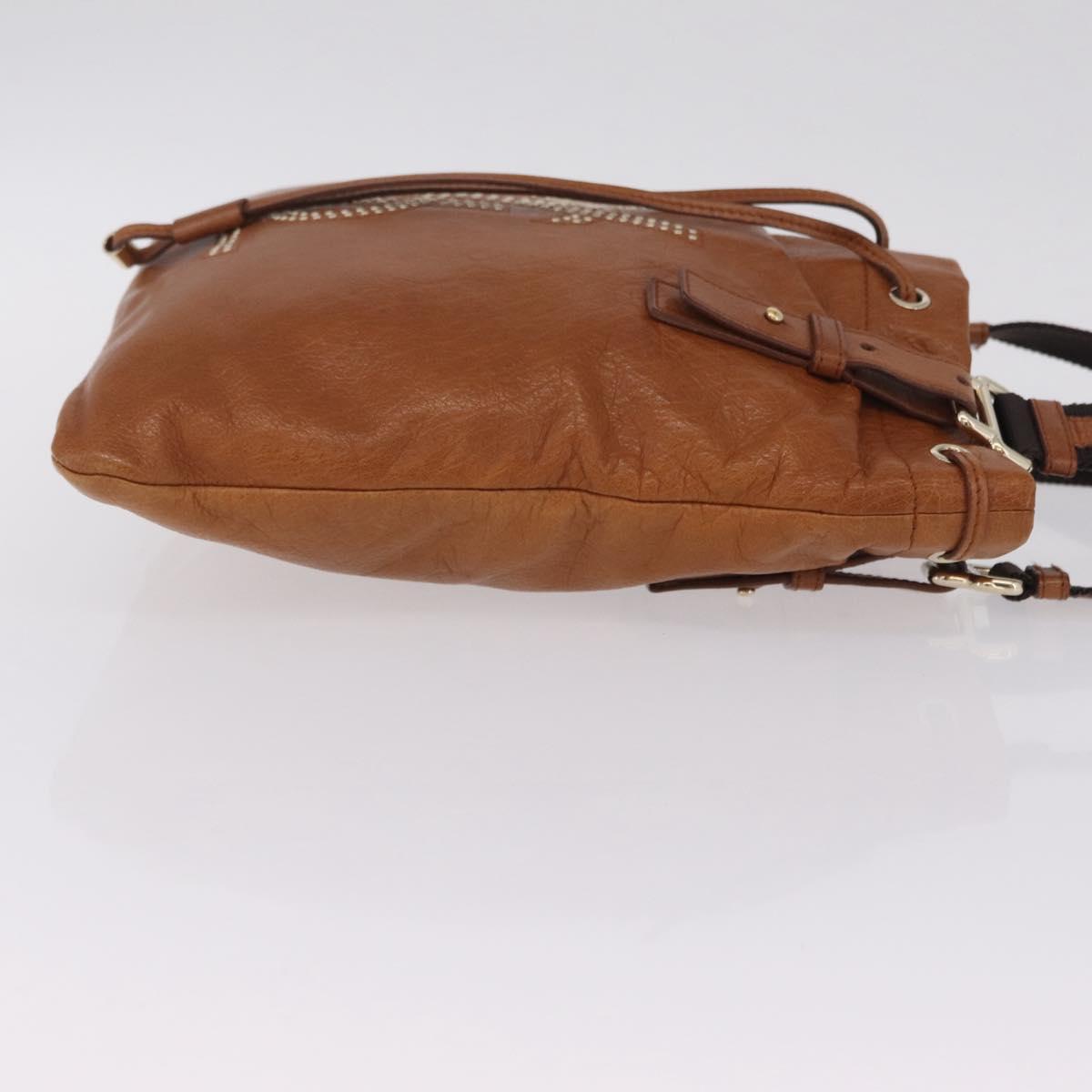 Saint Laurent Kahala Tote Bag Canvas Leather Brown Gold Auth 210707A