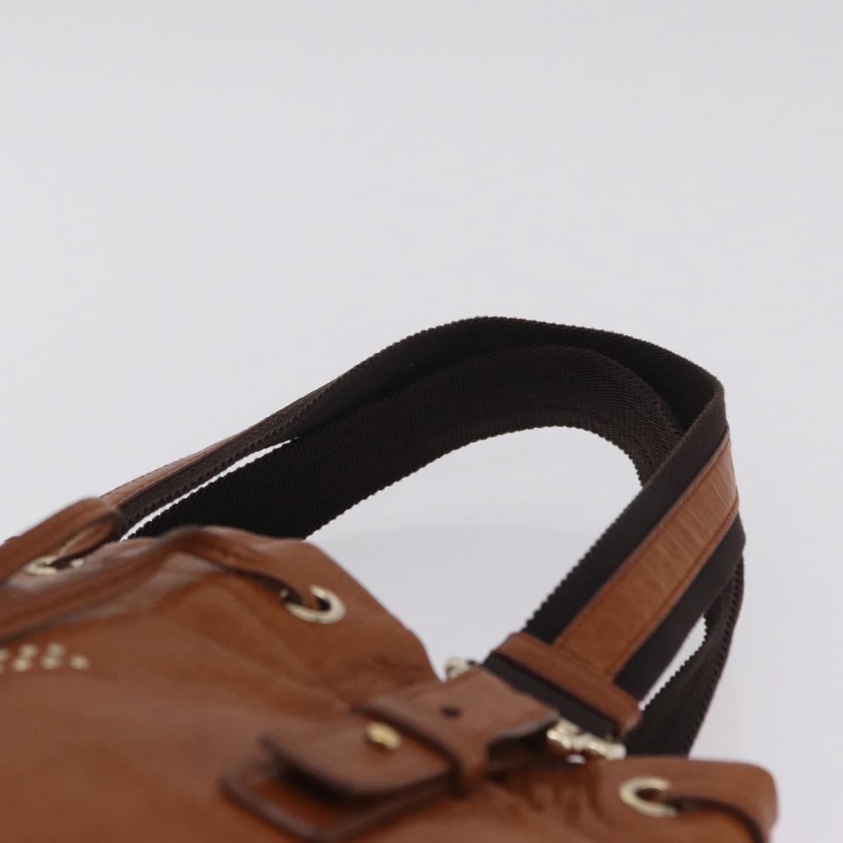 Saint Laurent Kahala Tote Bag Canvas Leather Brown Gold Auth 210707A