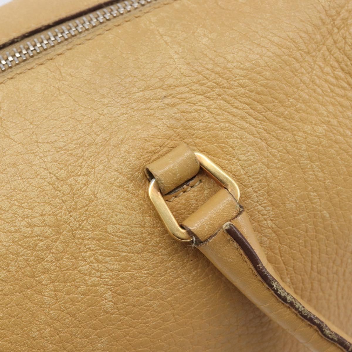 PRADA Hand Bag Leather Beige Gold Auth 210708