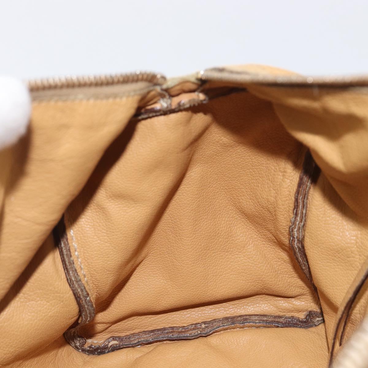 PRADA Hand Bag Leather Beige Gold Auth 210708