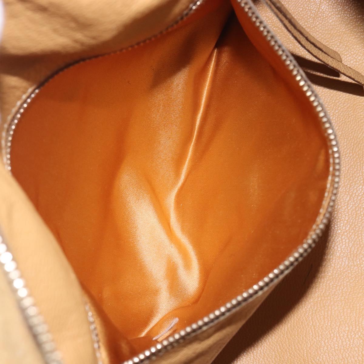 PRADA Hand Bag Leather Beige Gold Auth 210708