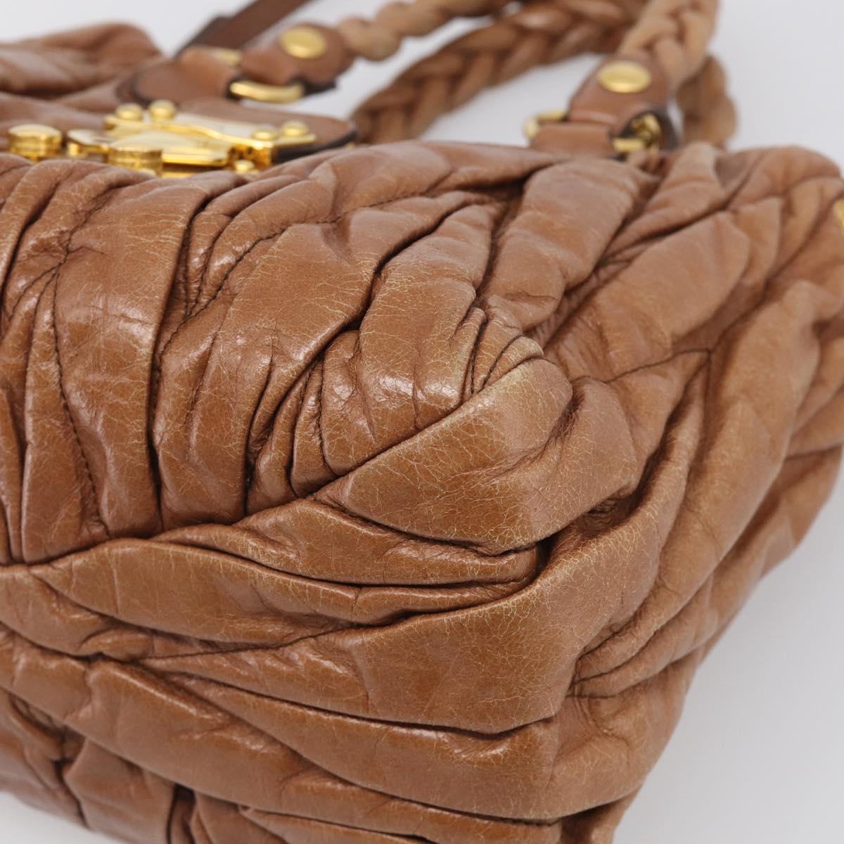 Miu Miu Matelasse Hand Bag Vitellolux 2way Brown Gold Auth 210718V