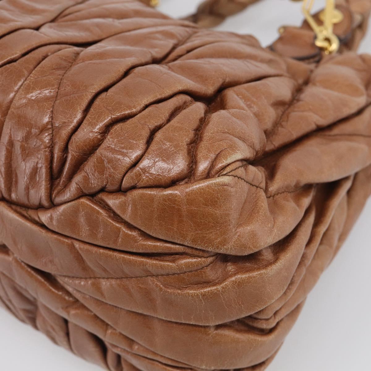 Miu Miu Matelasse Hand Bag Vitellolux 2way Brown Gold Auth 210718V