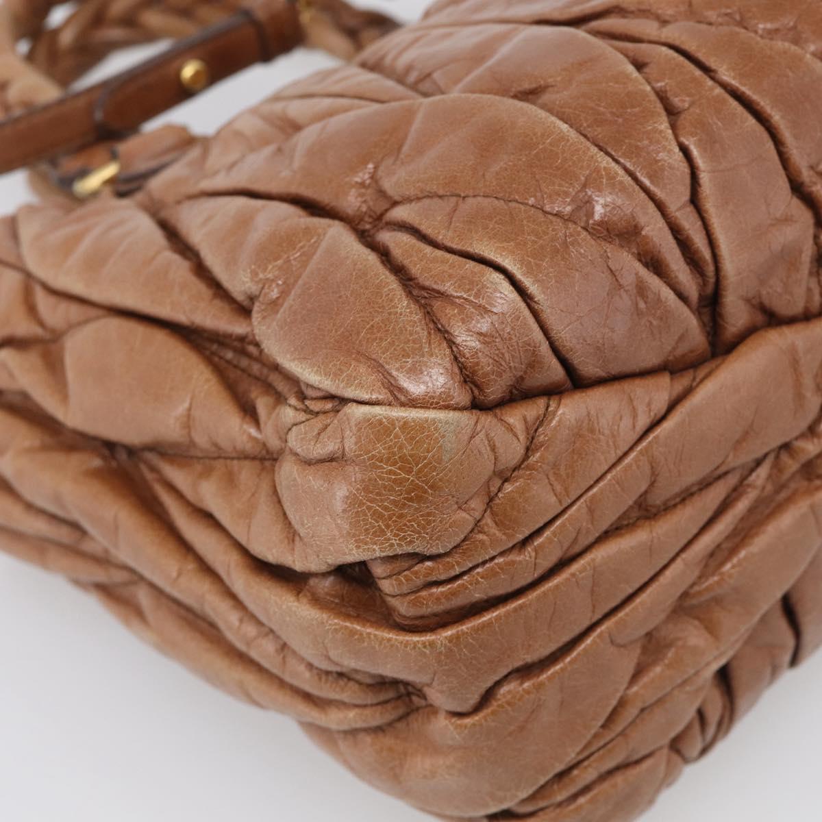 Miu Miu Matelasse Hand Bag Vitellolux 2way Brown Gold Auth 210718V