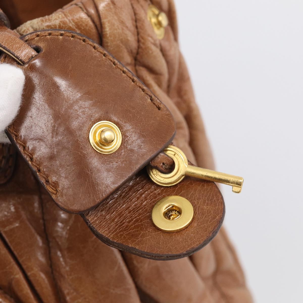 Miu Miu Matelasse Hand Bag Vitellolux 2way Brown Gold Auth 210718V
