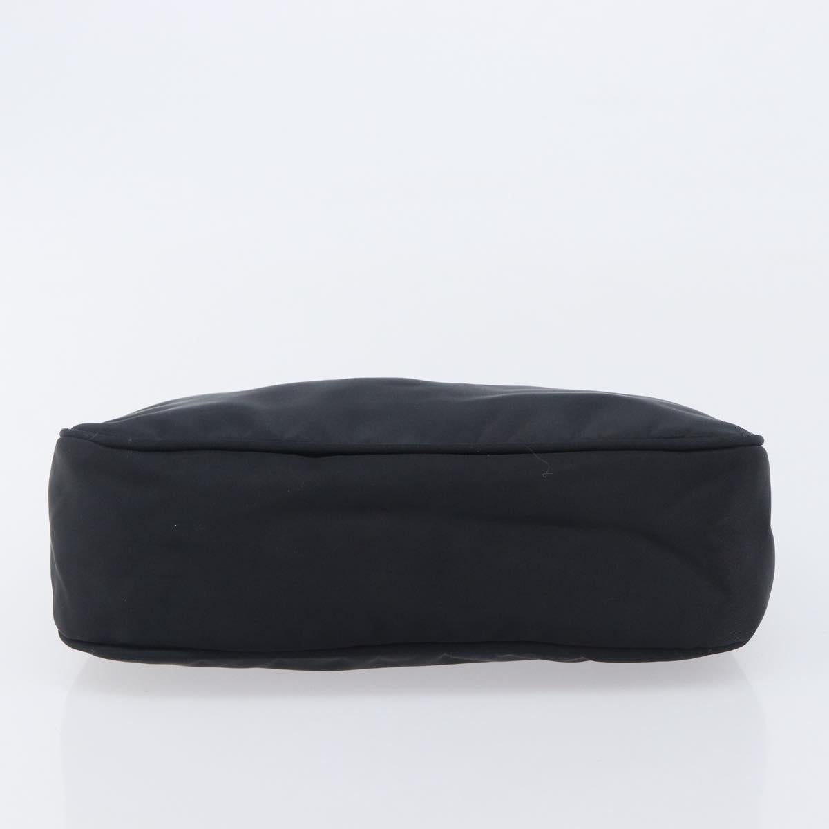 PRADA Hand Pouch Nylon Black Silver Auth 210726V