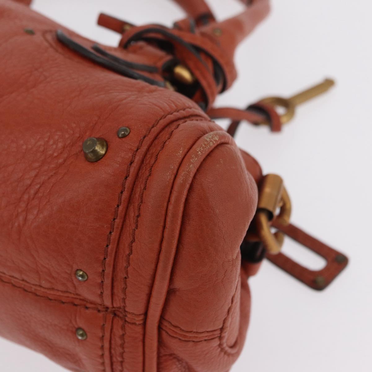 Chloe Paddington Hand Bag Leather Brown Gold Silver Auth 210728V