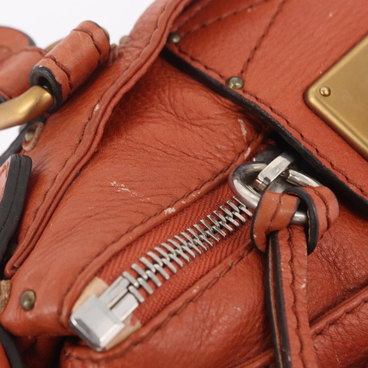 Chloe Paddington Hand Bag Leather Brown Gold Silver Auth 210728V
