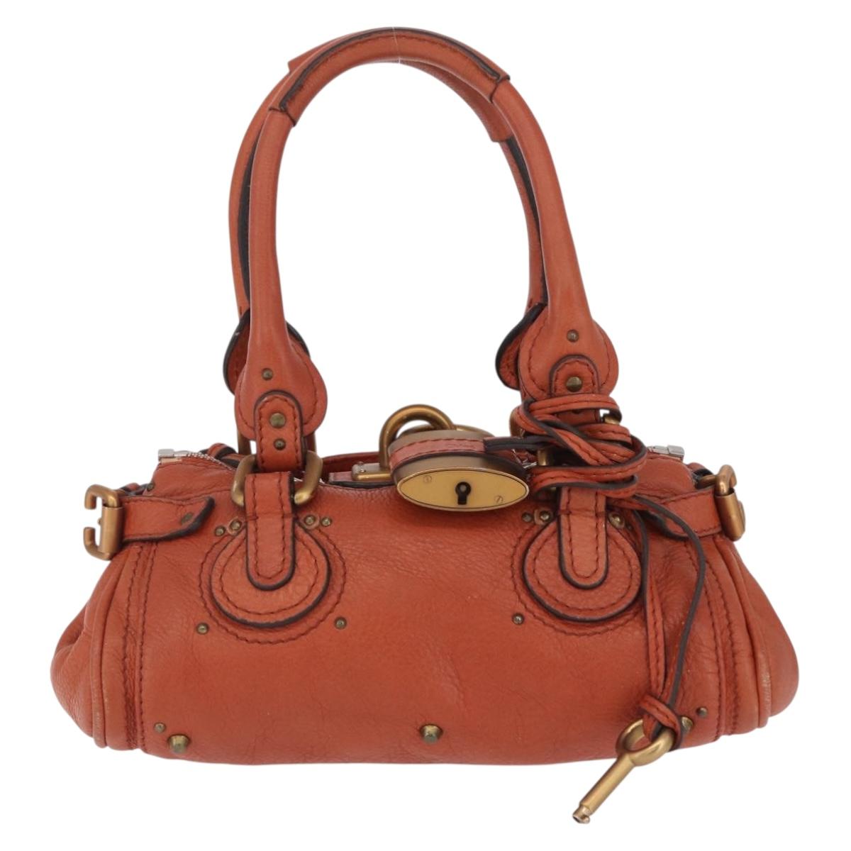 Chloe Paddington Hand Bag Leather Brown Gold Silver Auth 210728V