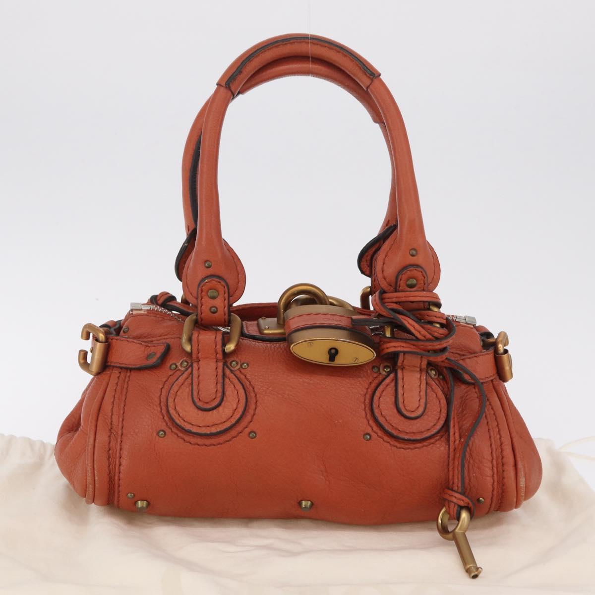 Chloe Paddington Hand Bag Leather Brown Gold Silver Auth 210728V
