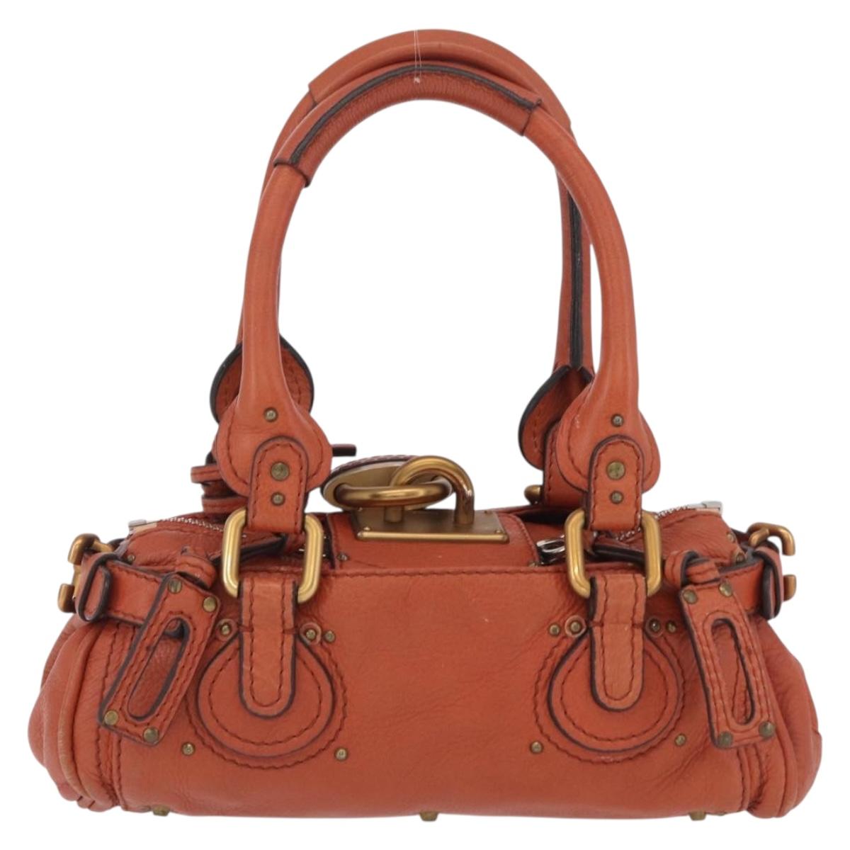 Chloe Paddington Hand Bag Leather Brown Gold Silver Auth 210728V