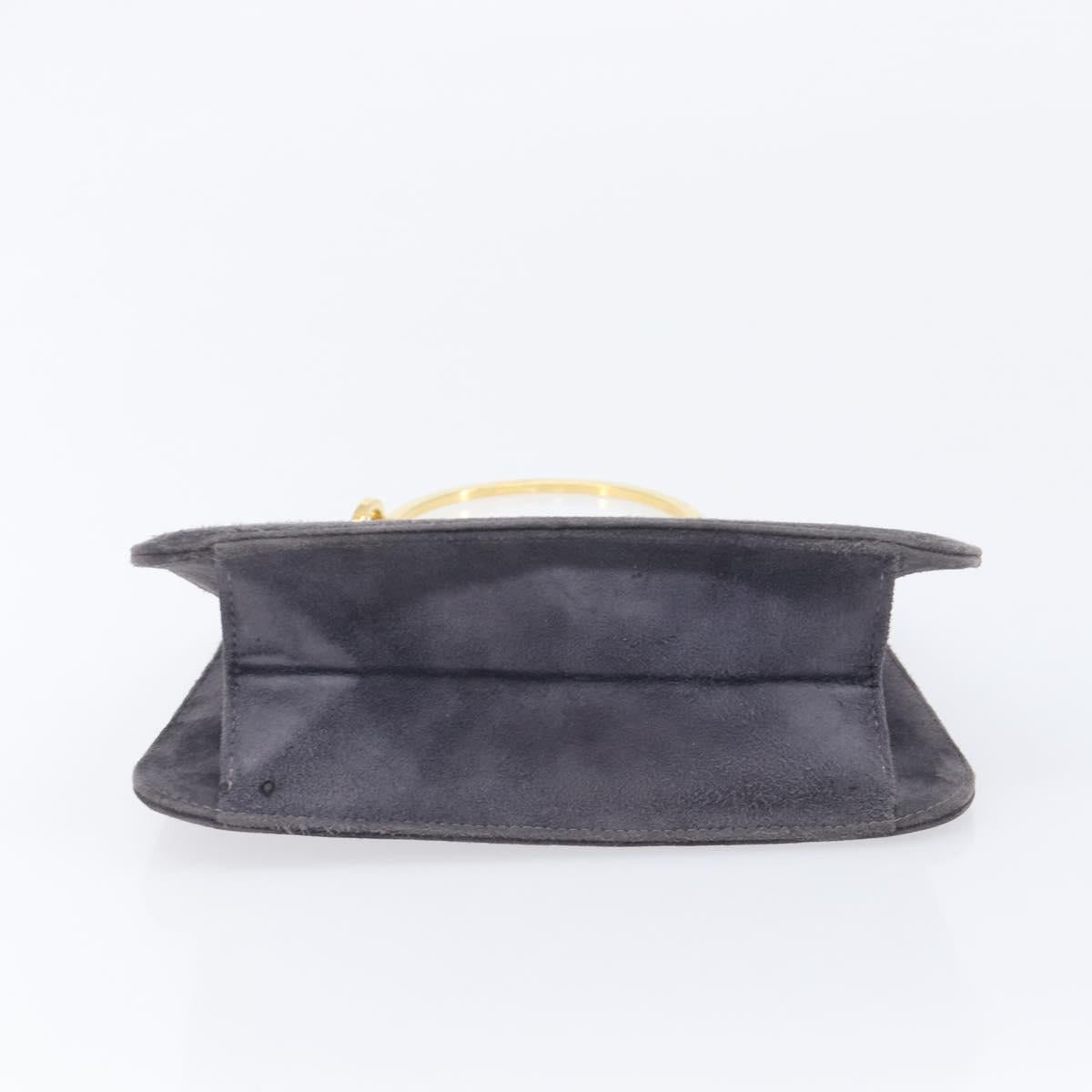 Salvatore Ferragamo Hand Bag Suede Gray Gold Auth 210730V