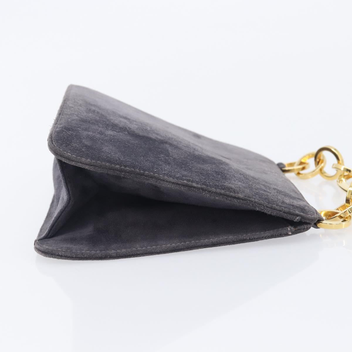 Salvatore Ferragamo Hand Bag Suede Gray Gold Auth 210730V