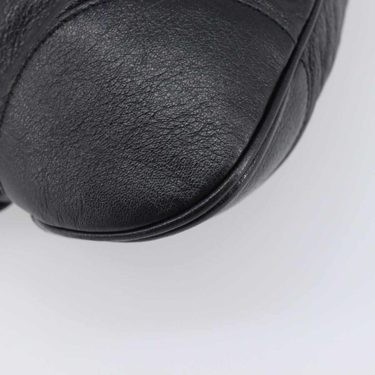 Salvatore Ferragamo Gancini Hand Bag Leather Black Silver Auth 210733V