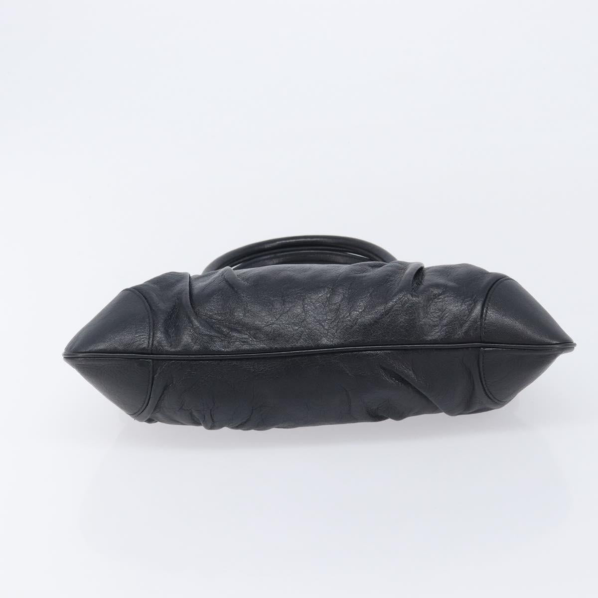 Salvatore Ferragamo Gancini Hand Bag Leather Black Silver Auth 210733V