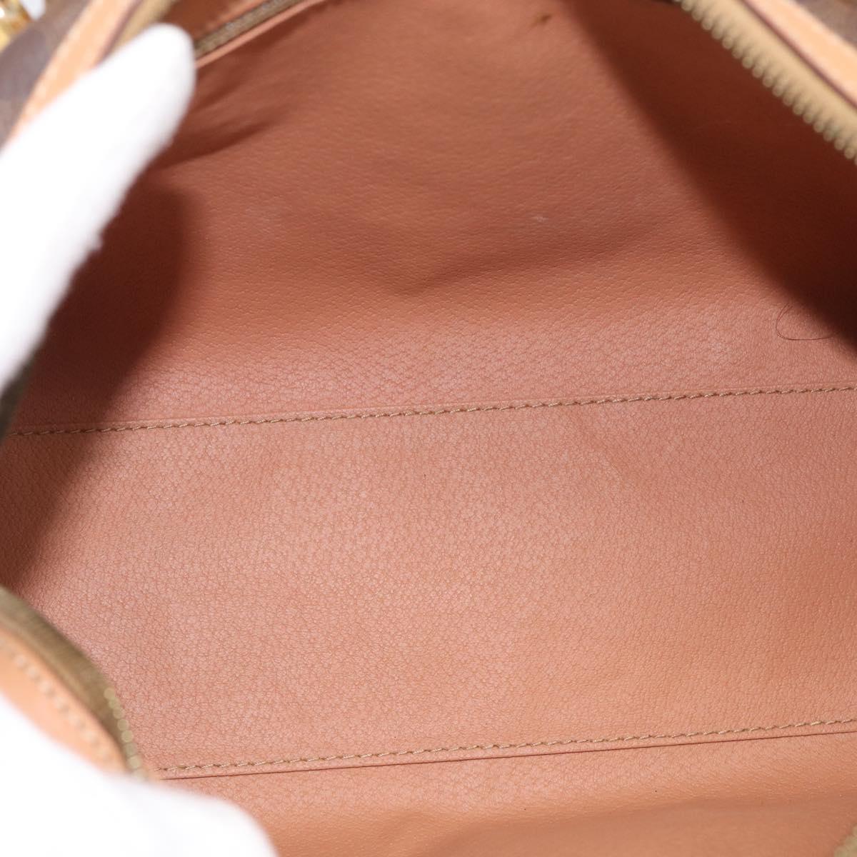 CELINE Macadam Canvas Boston Bag PVC Leather 2way Brown Gold Auth 210734V