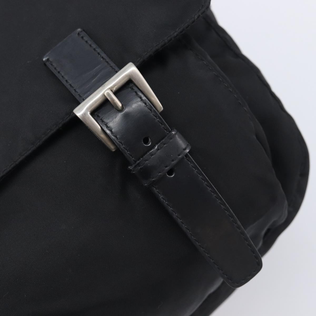 PRADA Shoulder Bag Nylon Black Silver Auth 210738A