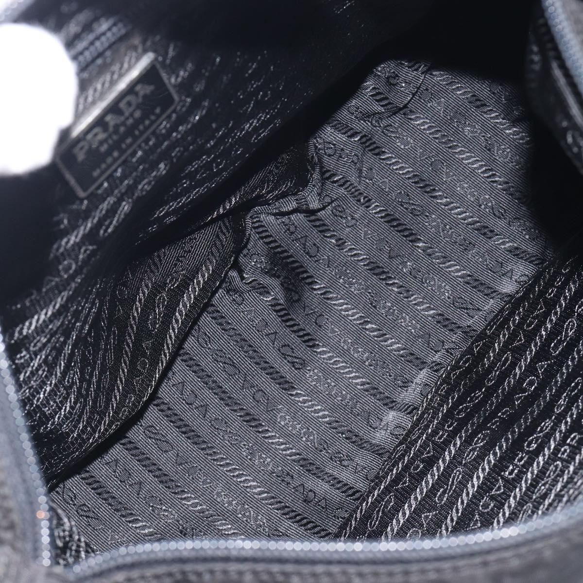 PRADA Shoulder Bag Nylon Black Silver Auth 210738A