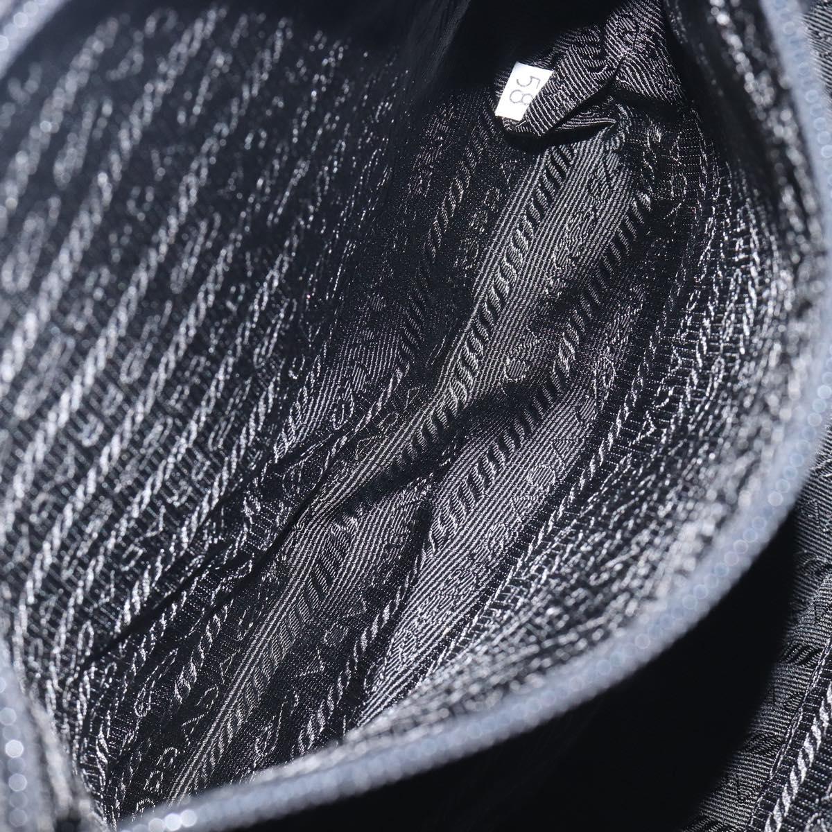 PRADA Shoulder Bag Nylon Black Silver Auth 210738A