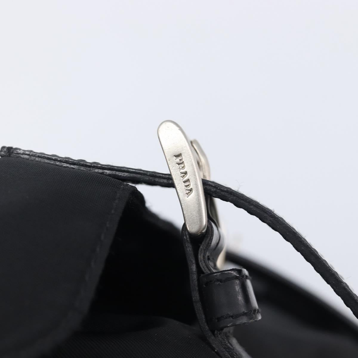 PRADA Shoulder Bag Nylon Black Silver Auth 210738A