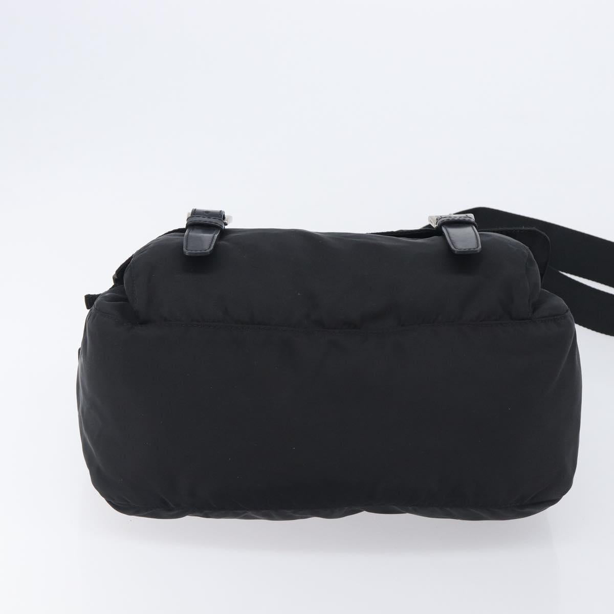 PRADA Shoulder Bag Nylon Black Silver Auth 210738A