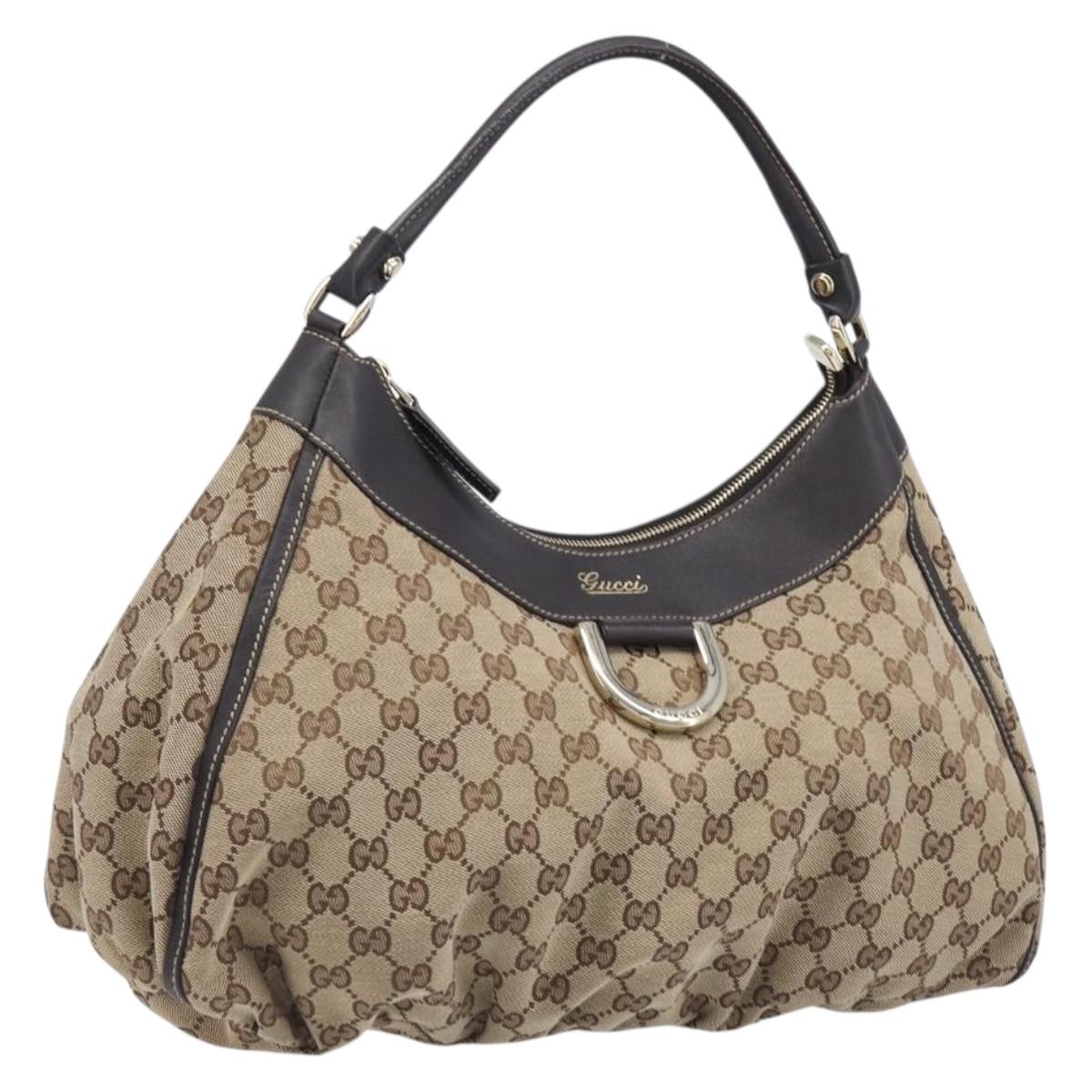 GUCCI GG Canvas Abbey Shoulder Bag Beige Gold 189833 Auth 210744V