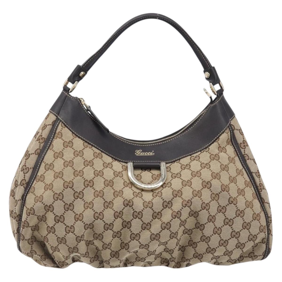 GUCCI GG Canvas Abbey Shoulder Bag Beige Gold 189833 Auth 210744V