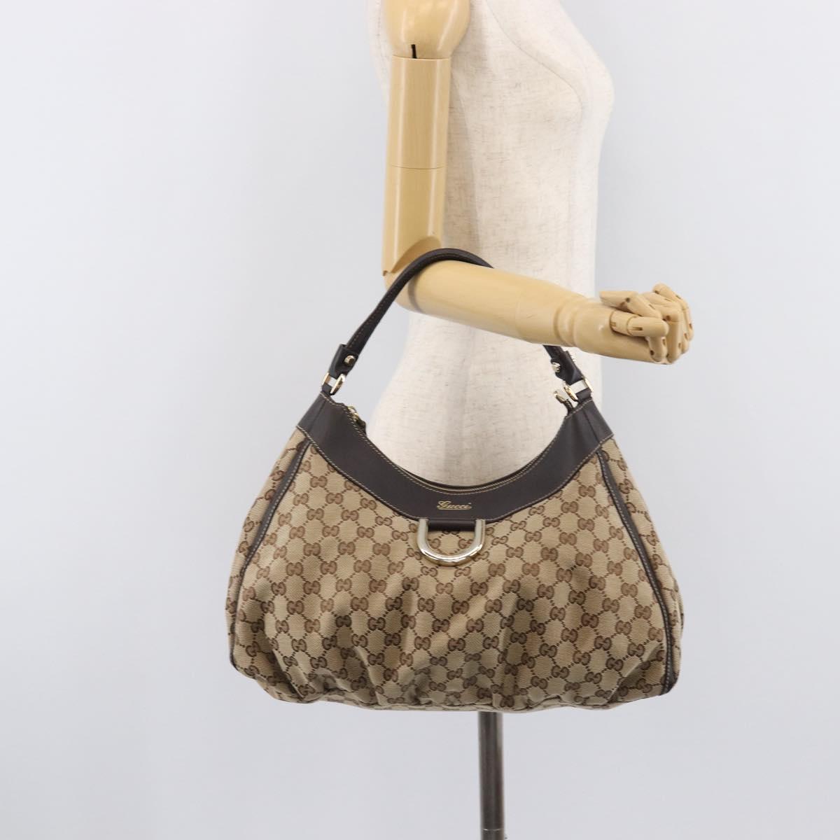 GUCCI GG Canvas Abbey Shoulder Bag Beige Gold 189833 Auth 210744V