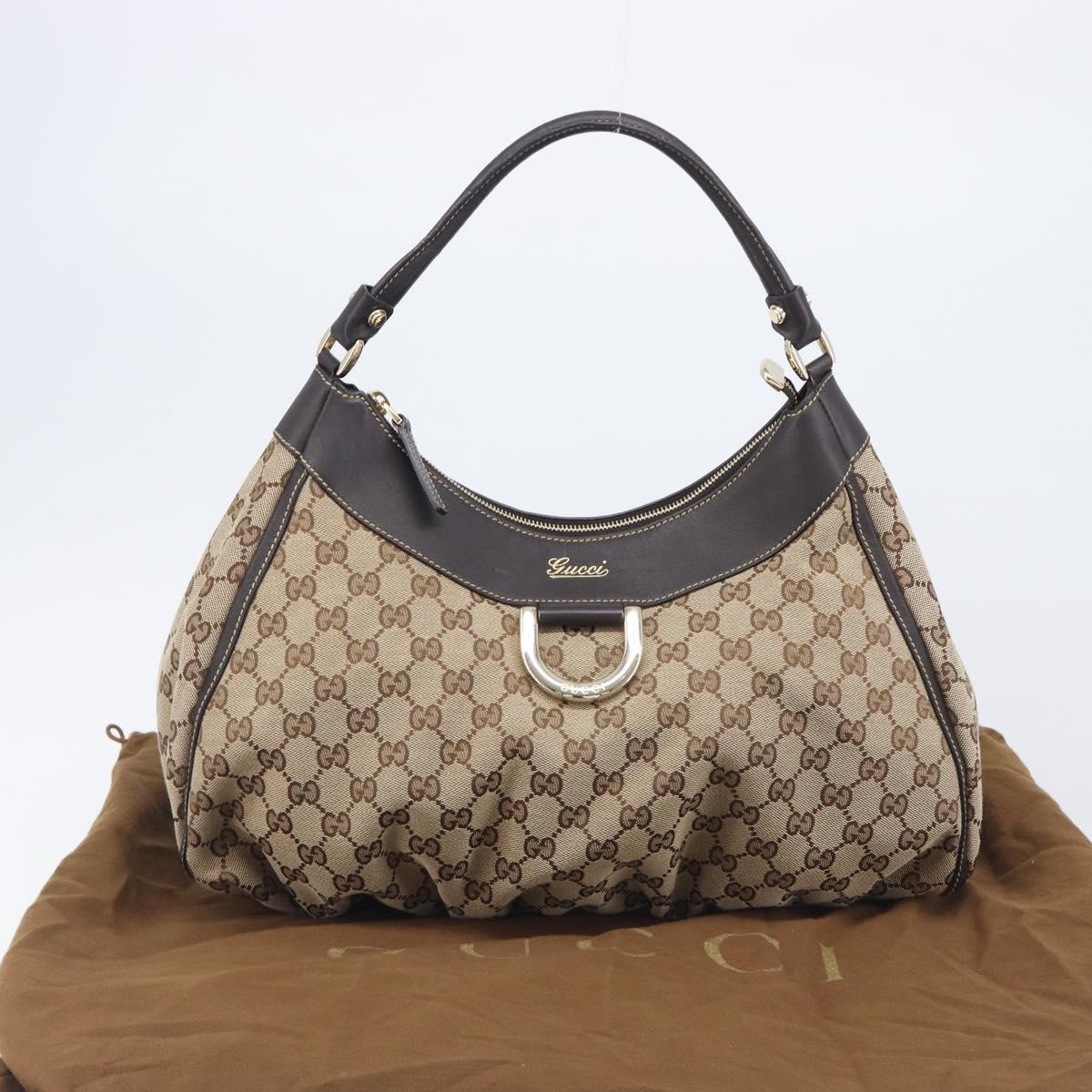 GUCCI GG Canvas Abbey Shoulder Bag Beige Gold 189833 Auth 210744V