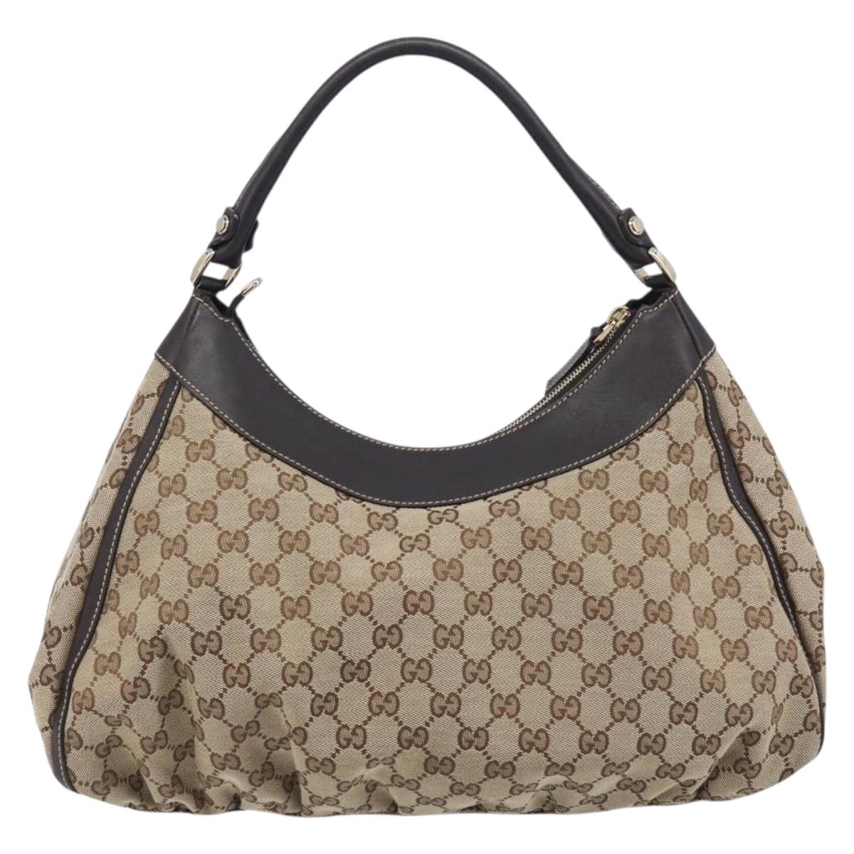 GUCCI GG Canvas Abbey Shoulder Bag Beige Gold 189833 Auth 210744V