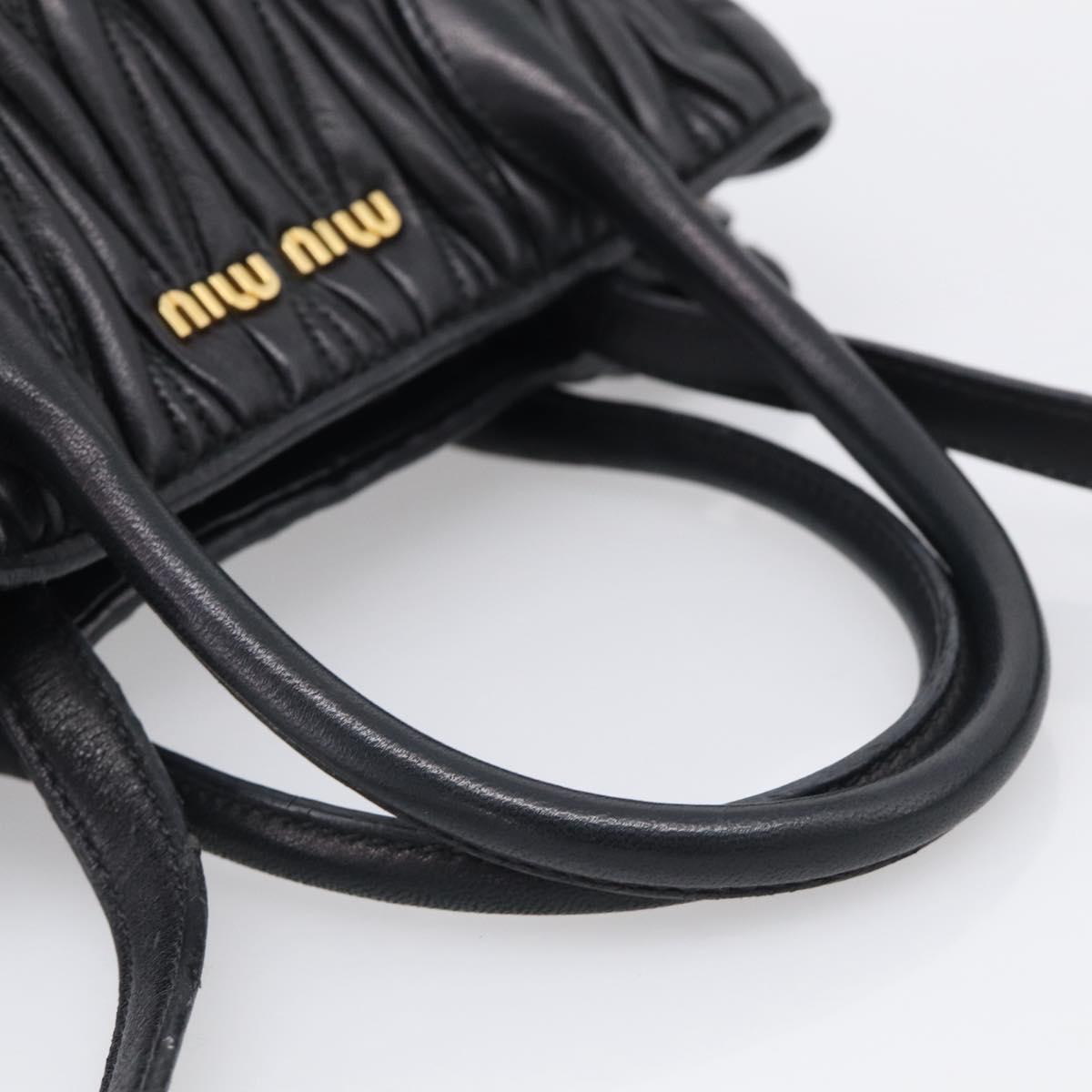 Miu Miu Matelasse Hand Bag Leather 2way Black Gold Auth 210751V