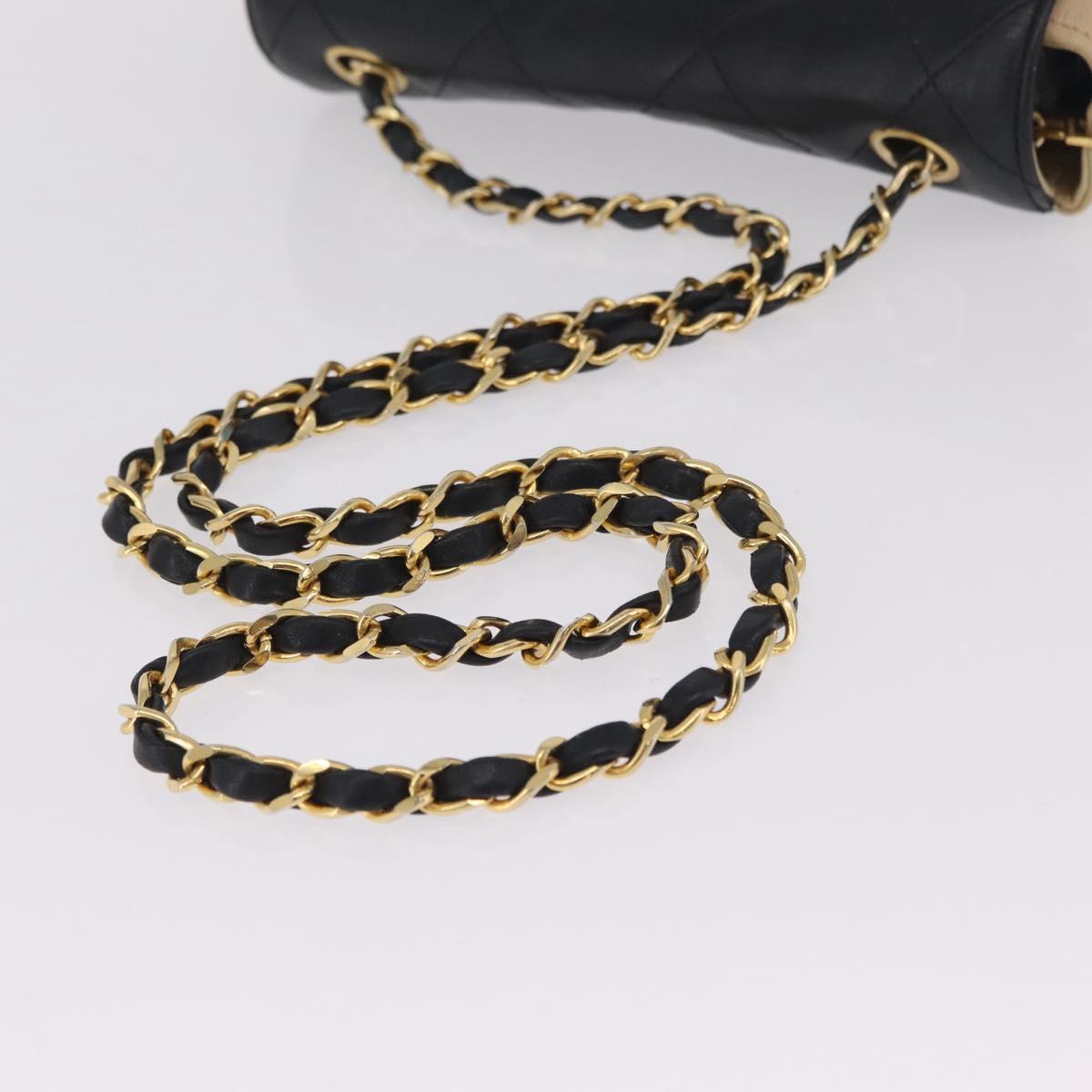 CHANEL Matelasse Chain Shoulder Bag Lamb Skin Beige Gold CC Auth 210755