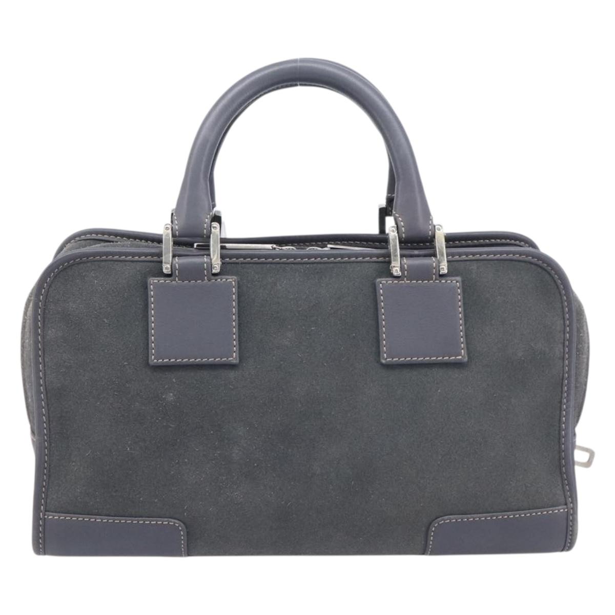 LOEWE Amazona 28 Hand Bag Suede Gray Silver Auth 210758V