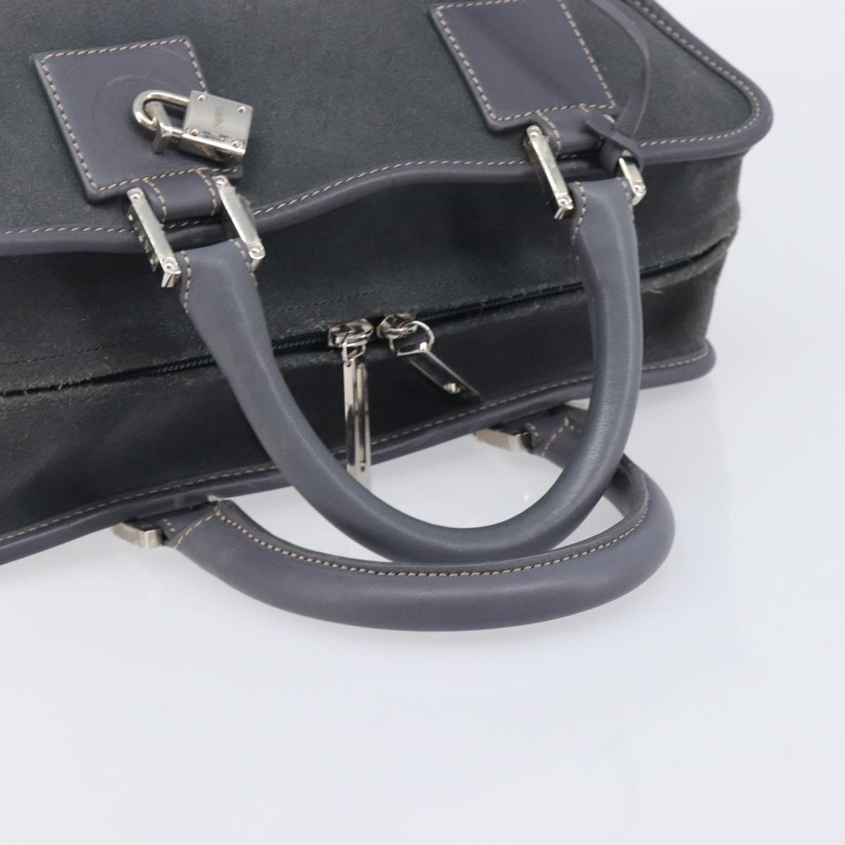 LOEWE Amazona 28 Hand Bag Suede Gray Silver Auth 210758V