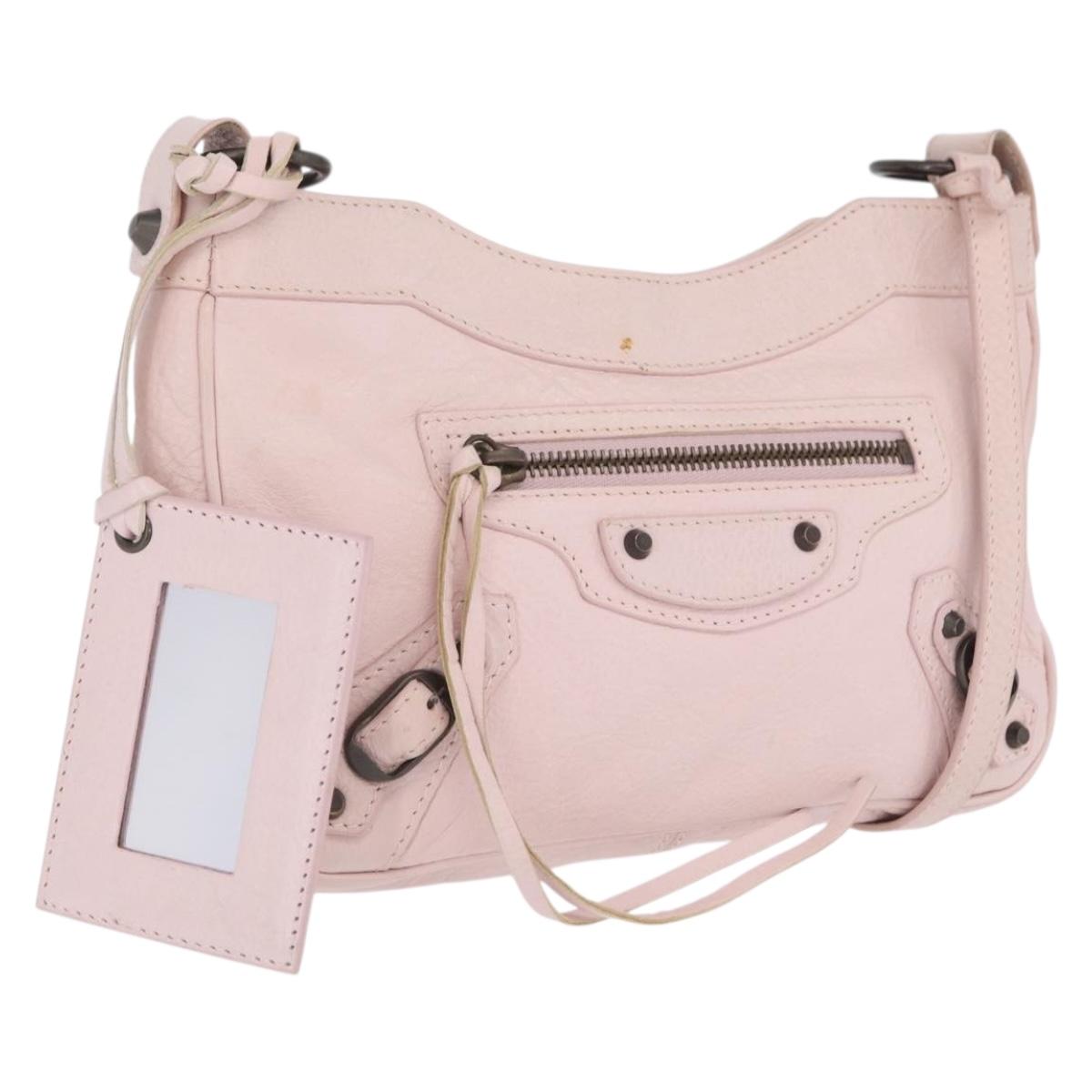 Balenciaga The Hip Shoulder Bag Leather Pink 242803 Auth 210763V