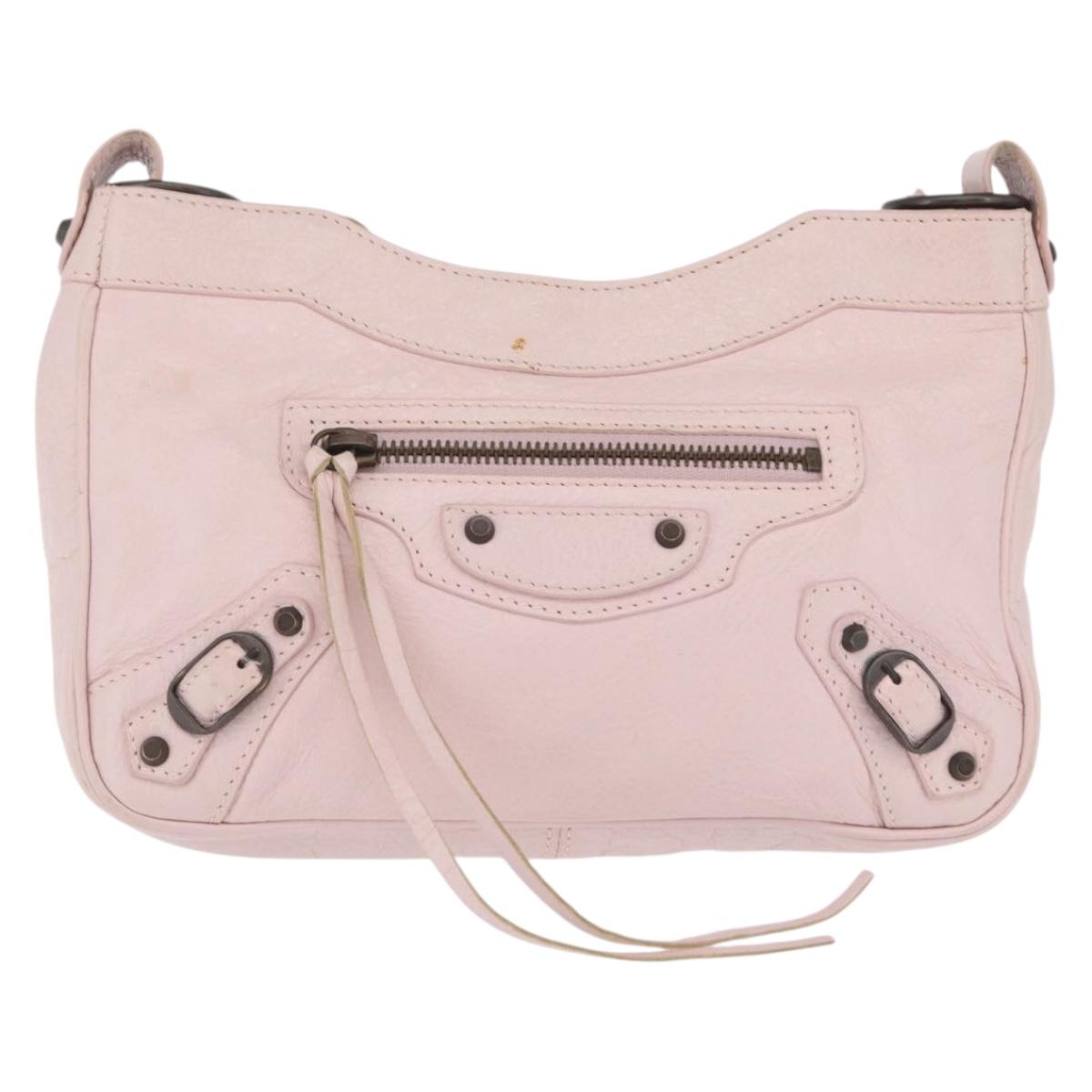 Balenciaga The Hip Shoulder Bag Leather Pink 242803 Auth 210763V