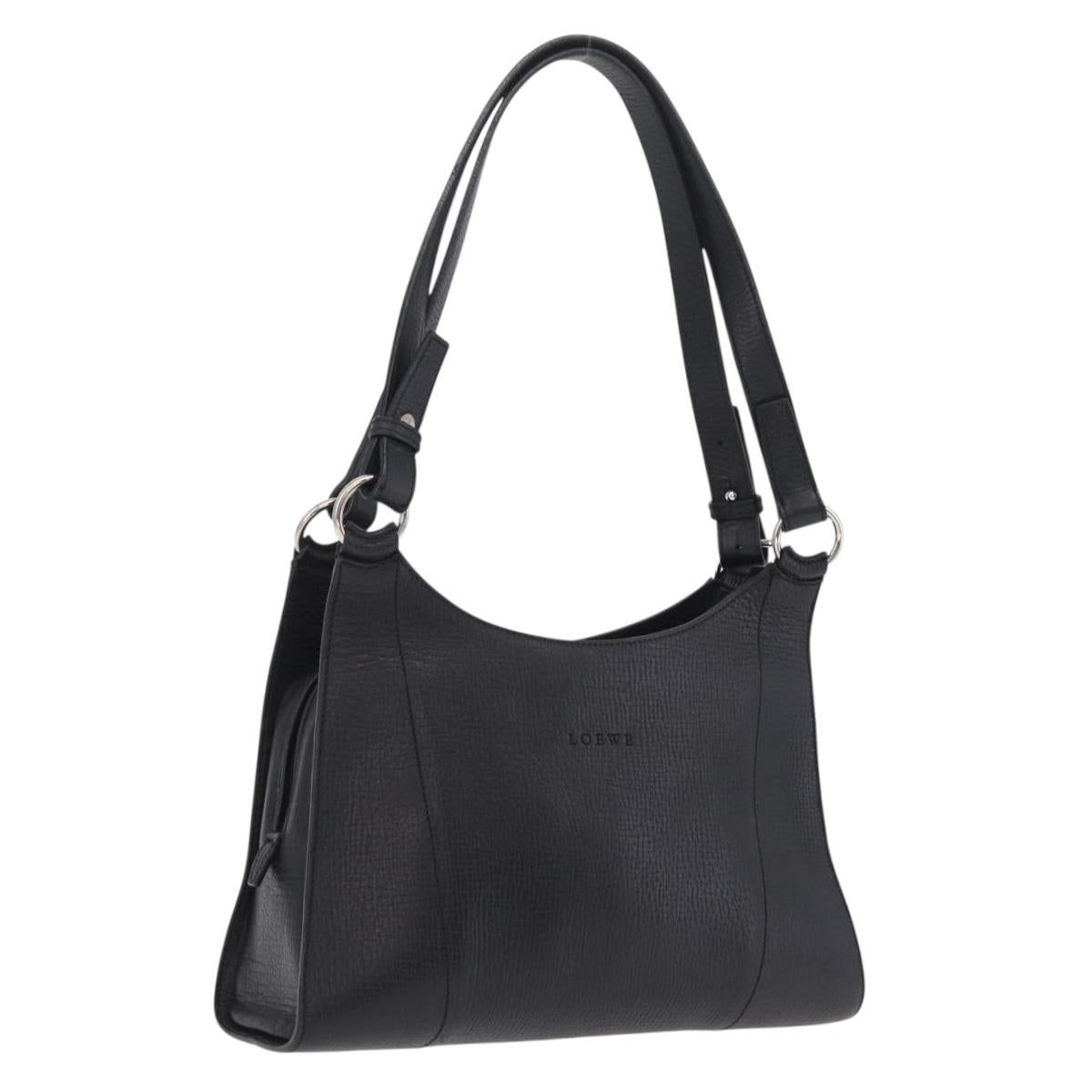 LOEWE Tote Bag Leather Black Silver Auth 210767V