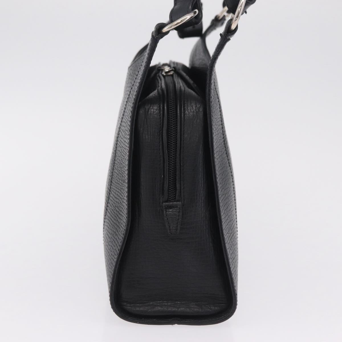 LOEWE Tote Bag Leather Black Silver Auth 210767V