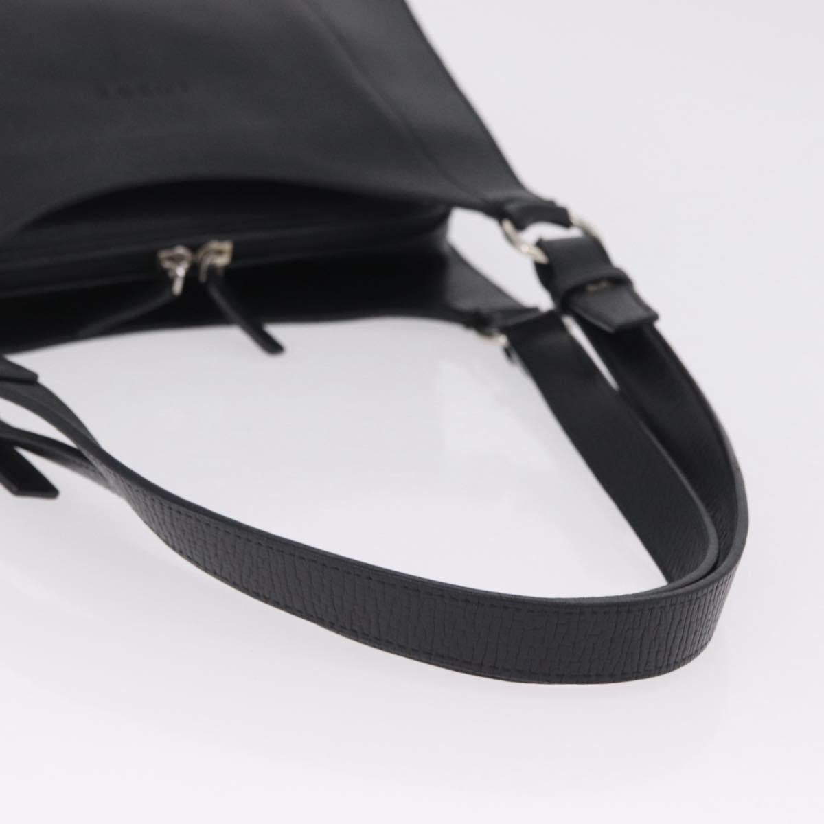 LOEWE Tote Bag Leather Black Silver Auth 210767V