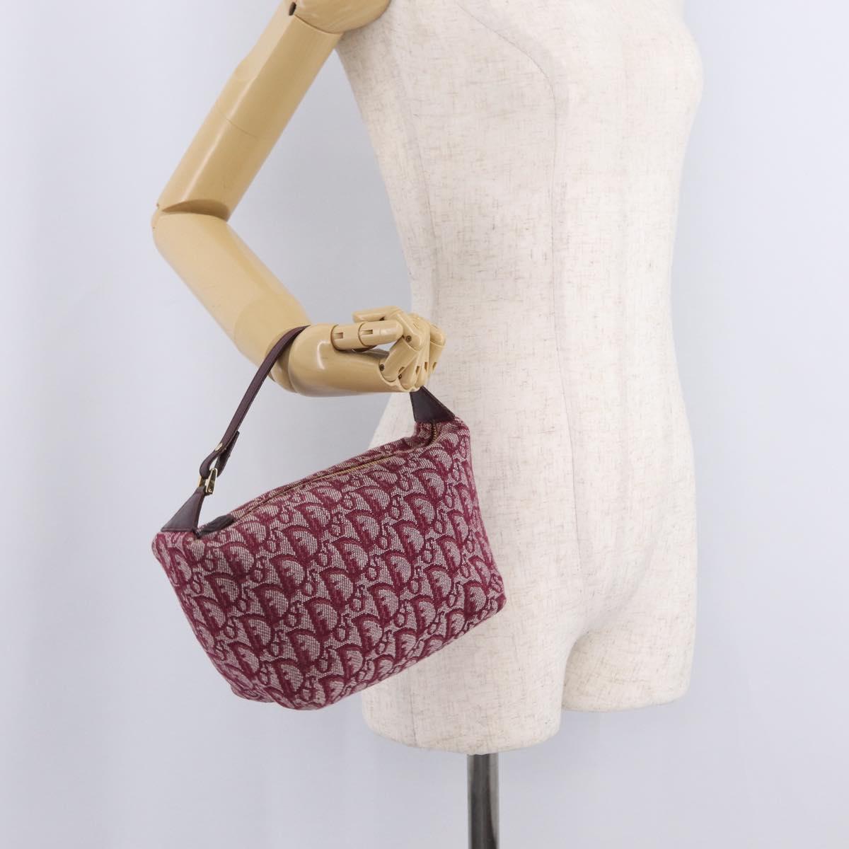 Christian Dior Trotter Canvas Hand Bag Red Gold Auth 210769V