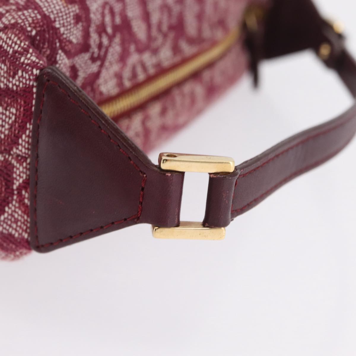 Christian Dior Trotter Canvas Hand Bag Red Gold Auth 210769V