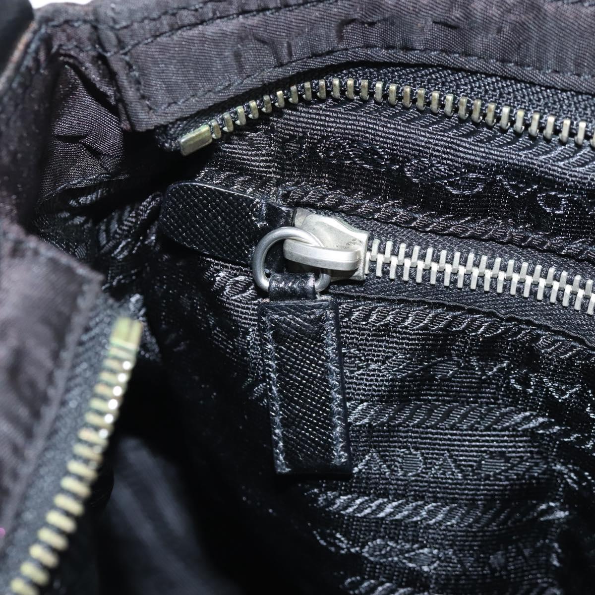PRADA Shoulder Bag Nylon Black Silver Auth 210770V