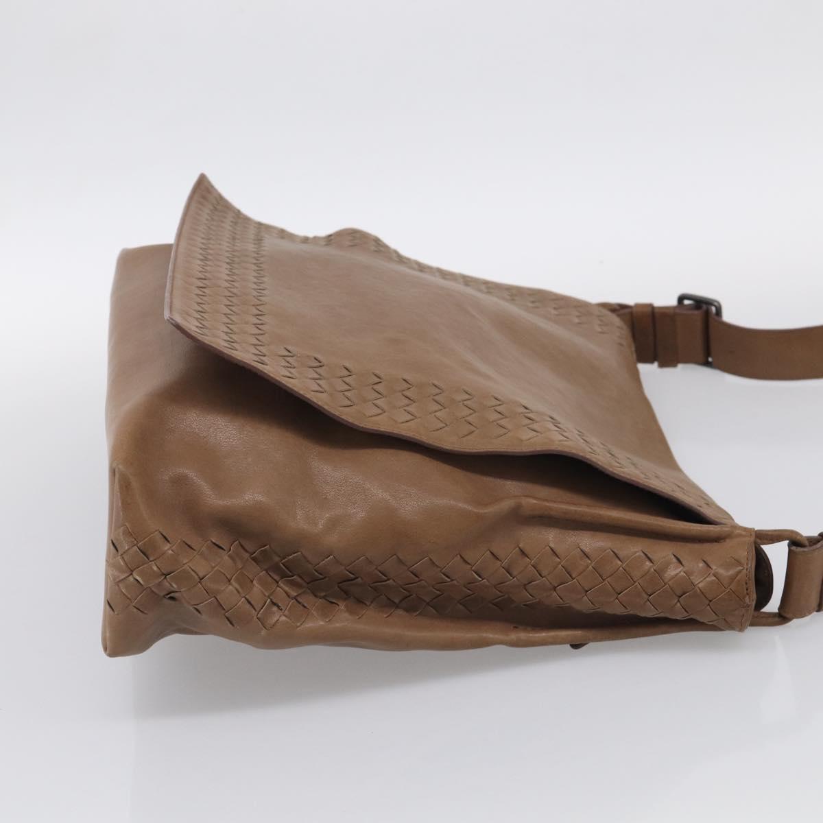 Bottega Veneta INTRECCIATO Shoulder Bag Leather Beige 221065 Auth 210771A