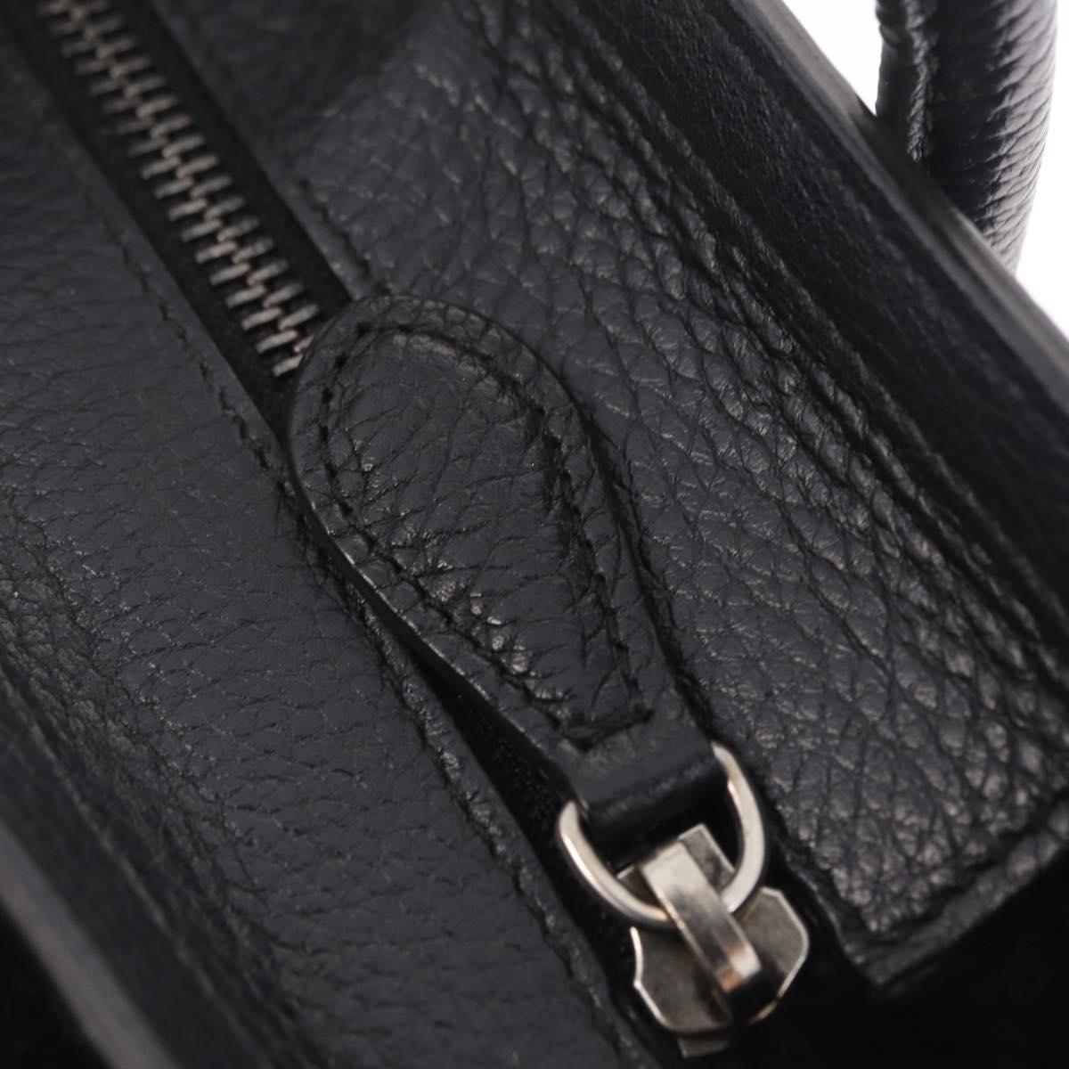 CELINE Luggage Nano Hand Bag Leather 2way Black Silver Auth 210773M