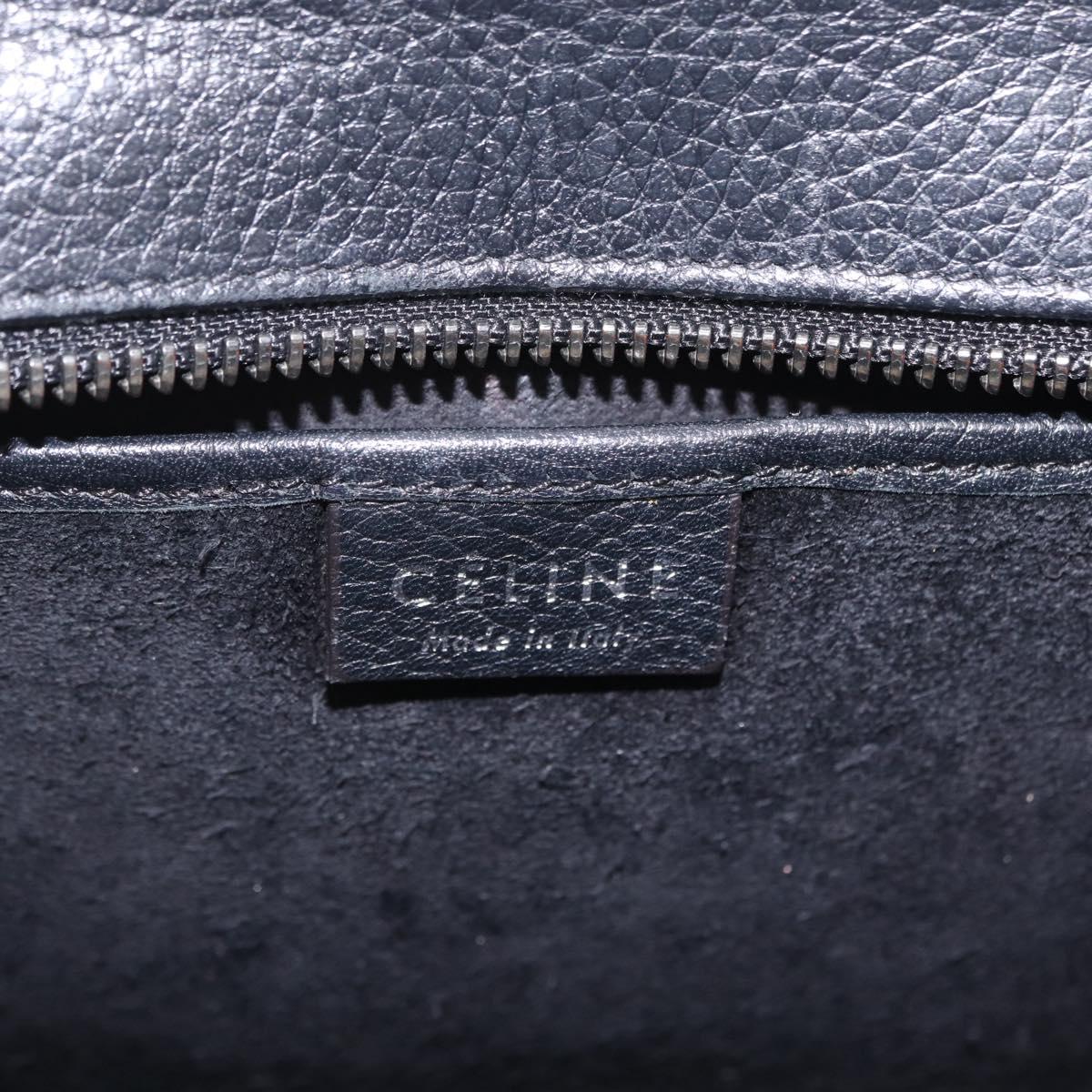 CELINE Luggage Nano Hand Bag Leather 2way Black Silver Auth 210773M